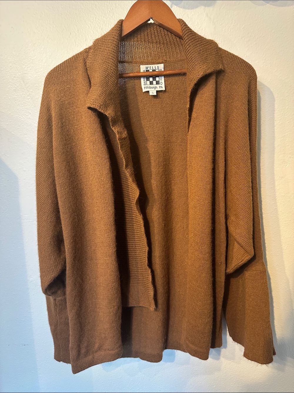 90’s USA VTG Barbara Wells Studio Merino Mohair blend Open-Front  Cardigan